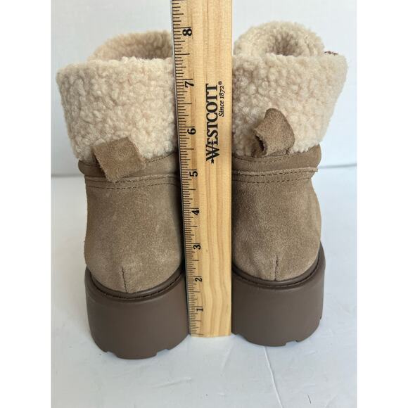 NWT Steve Madden Reyen Platform Combat Oatmeal Suede Lace Up Faux Fur Boot Sz 8 - Picture 7 of 9